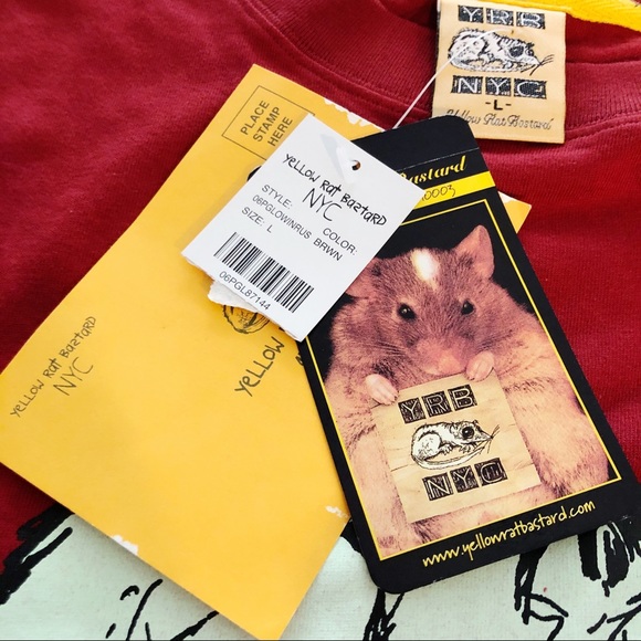 VINTAGE YELLOW RAT BASTARD NYC Men’s Rusty Red Rat Graphic Glow in the Dark Tee - Picture 12 of 16